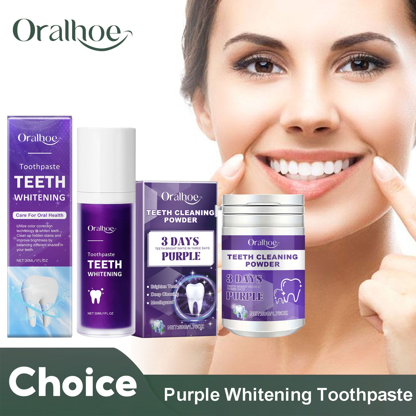 Teeth Whitening At Home - Correttore viola Dentifricio sbiancante Pulizia profonda