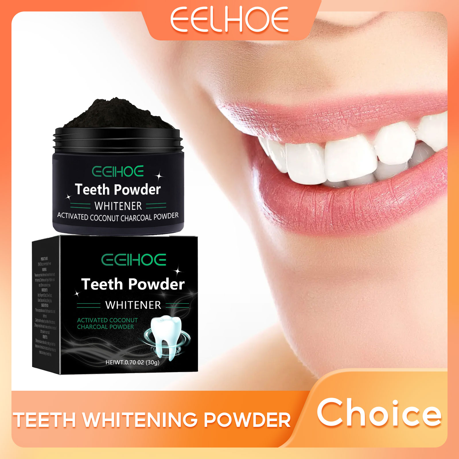 Whitening Powder Activated - EELHOE Polvere di carbone per prodotti