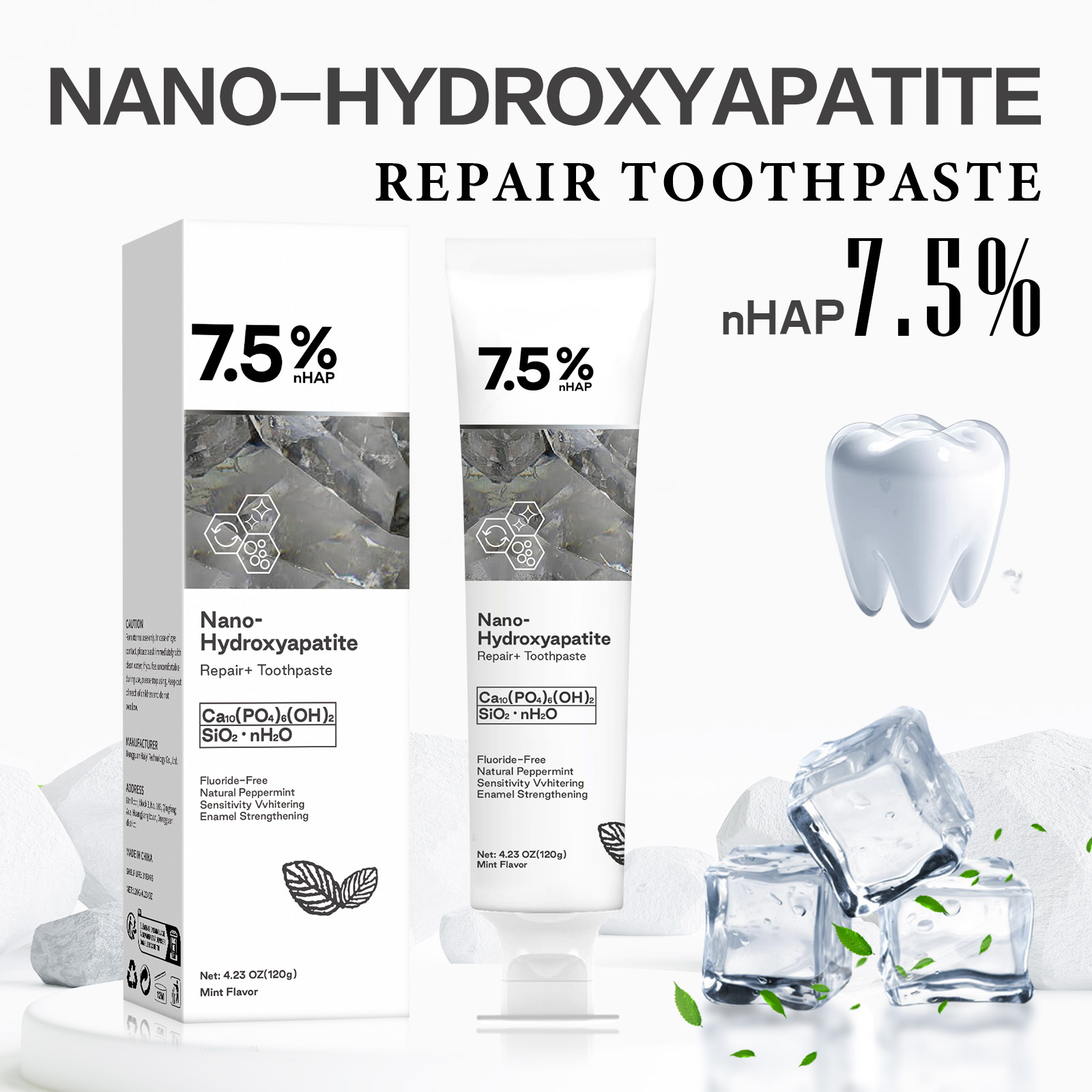Hydroxyapatite Toothpaste - Dentifricio sbiancante all'idrossiapatite – Rimuove le