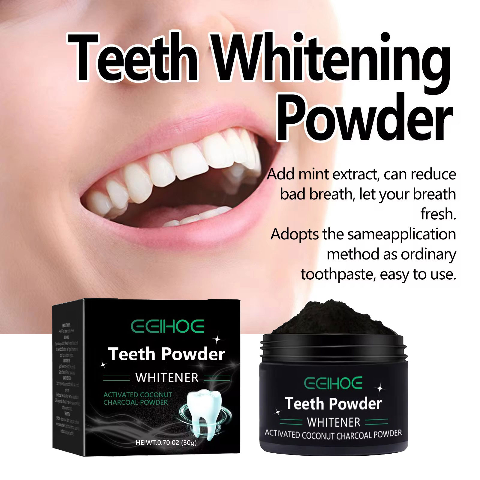 EELHOE Polvere di carbone per  - Whitening Powder Activated recensione e prezzo