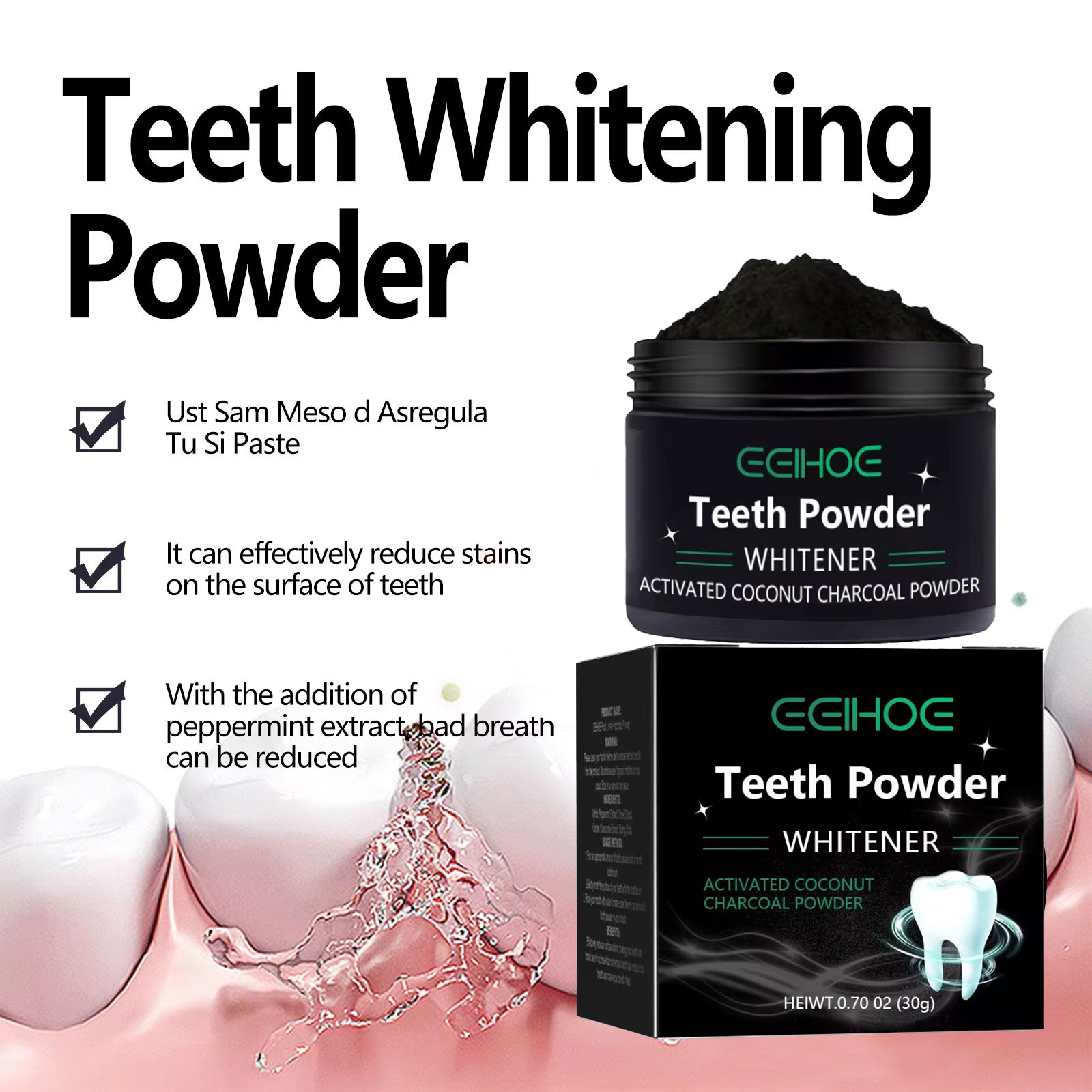 EELHOE Polvere di carbone per  - Whitening Powder Activated recensione e prezzo